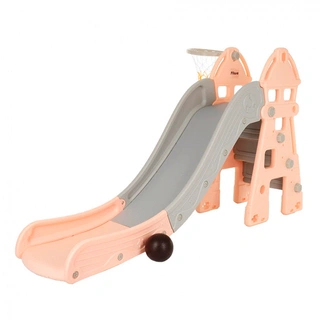 Детская горка Pituso Замок с баскетбольным кольцом Бежевая/серая