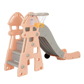 Детская горка Pituso Замок с баскетбольным кольцом Бежевая/серая