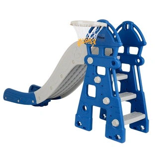 Детская горка Pituso Замок с баскетбольным кольцом Синий/серый