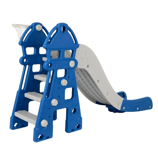 Детская горка Pituso Замок с баскетбольным кольцом Синий/серый - фото 3