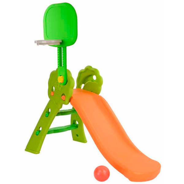 Детская горка Pituso Flower с баскетбольным кольцом Оранжевый/зеленый