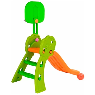Детская горка Pituso Flower с баскетбольным кольцом Оранжевый/зеленый