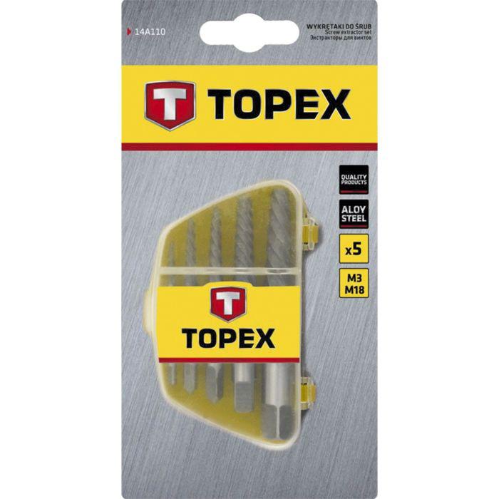 Набор экстракторов TOPEX, 3.3-19.0 мм, набор 5 шт. 