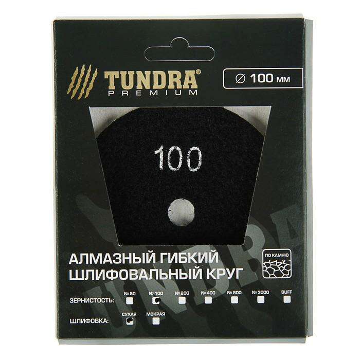 Алмазный гибкий шлифовальный круг TUNDRA premium, для сухой шлифовки, 100 мм, № 100 