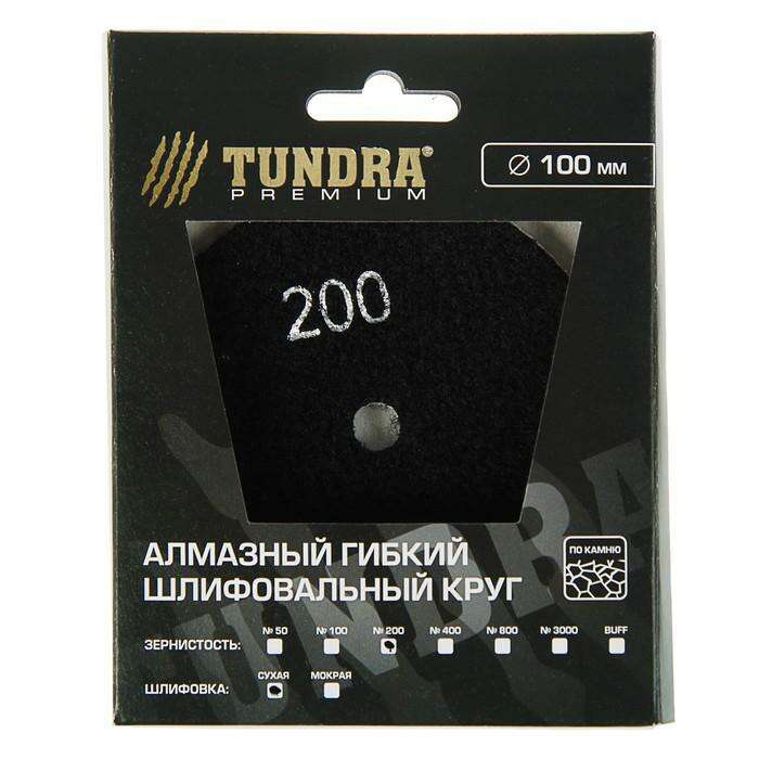Алмазный гибкий шлифовальный круг TUNDRA premium, для сухой шлифовки, 100 мм, № 200 