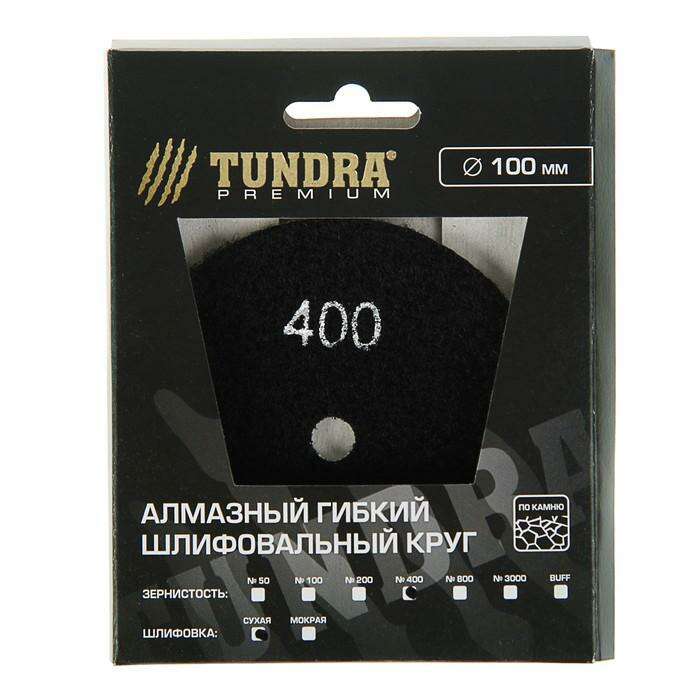 Алмазный гибкий шлифовальный круг TUNDRA premium, для сухой шлифовки, 100 мм, № 400 