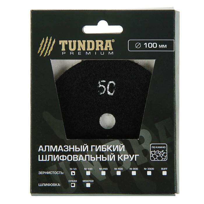 Алмазный гибкий шлифовальный круг TUNDRA premium, для сухой шлифовки, 100 мм, № 50 