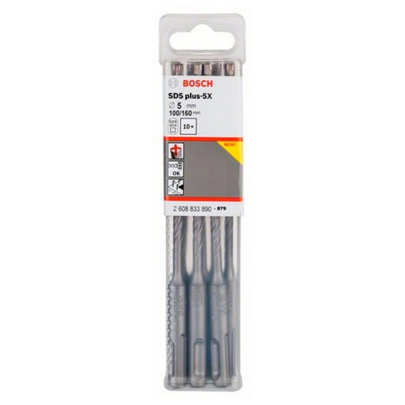 Бур ударное Bosch 5*100*160 SDS PLUS-5X 10шт. 2608833890 