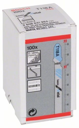 Набор пилок для лобзика Bosch T118 А HSS 100шт. 2608631964 