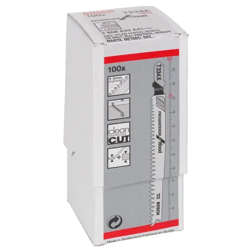 Пилки для лобзика Bosch T 234 X, HCS 100шт. 2608633A41 