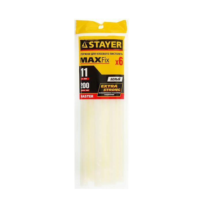 Стержни клеевые STAYER Master, белые по керамике и пластику, 11 х 200 мм, 6 шт 