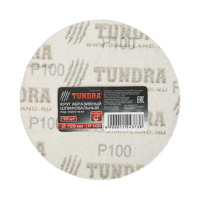 Круг абразивный шлифовальный под липучку TUNDRA basic, 125 мм, Р100, 10 шт. 