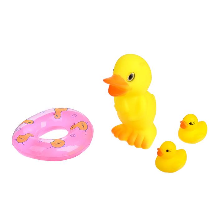 Набор игрушек для ванны «Утята с кругом», 3 шт., цвета МИКС 