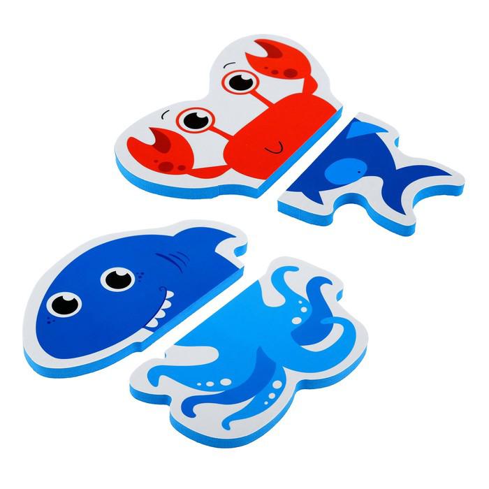 Набор игрушек для ванны «Морские друзья»: пазлы-наклейки из EVA, 6 элементов 