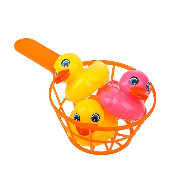 Игрушки для купания «Утёнок + сачок», 7 предметов 