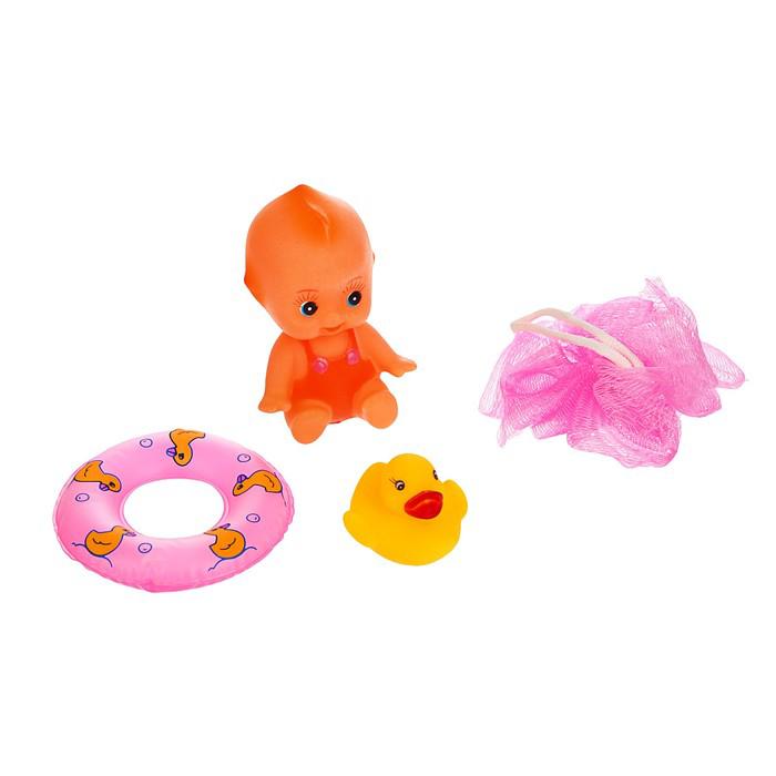 Набор игрушек для ванной «Пупс и уточка», цвета МИКС 
