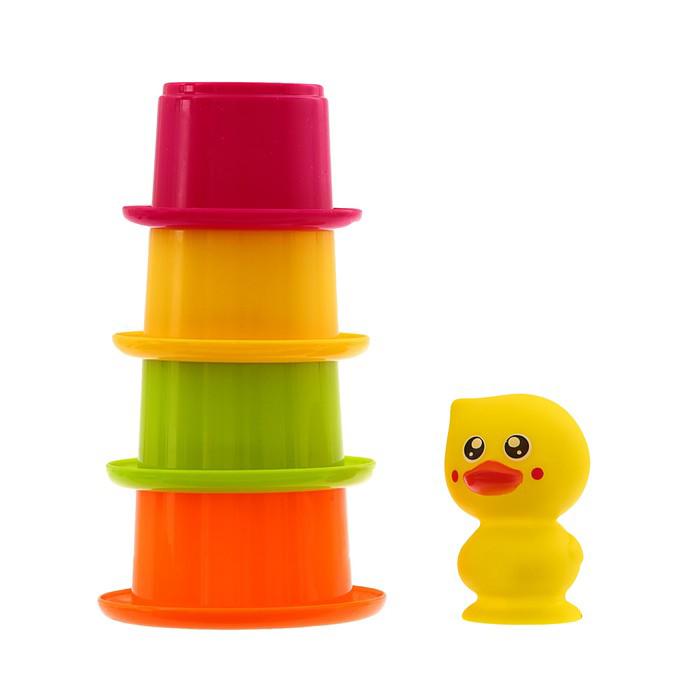 Игрушки для купания «Утёнок со стаканчиками», 4 предмета 
