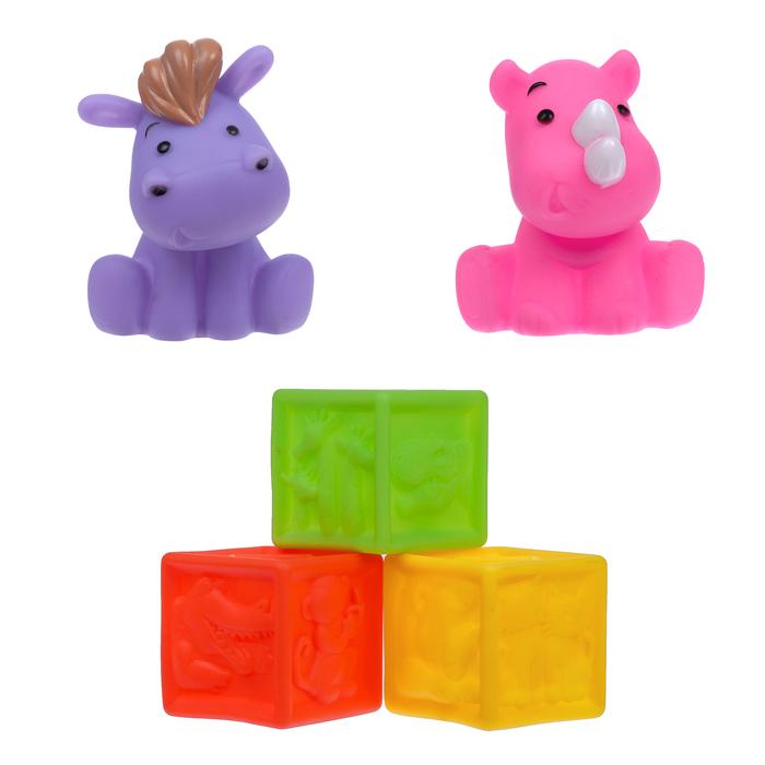 Набор игрушек для купания «Кубики и зверята 2», 5 шт. 