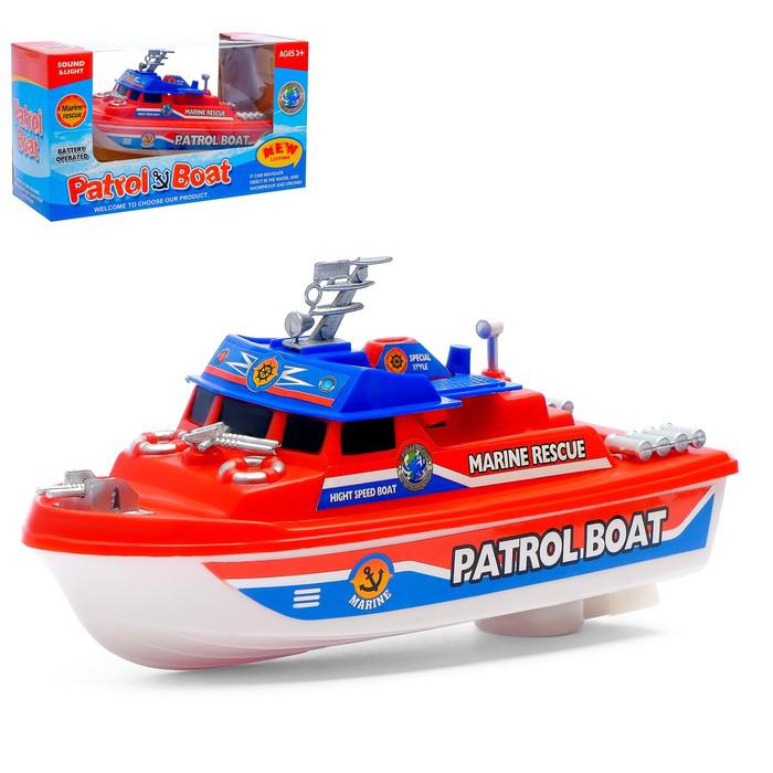 Катер "Патрульная лодка", работает от батареек, цвета МИКС. 