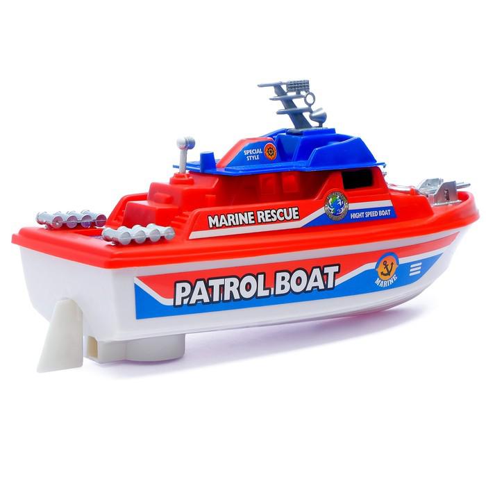 Катер "Патрульная лодка", работает от батареек, цвета МИКС. 