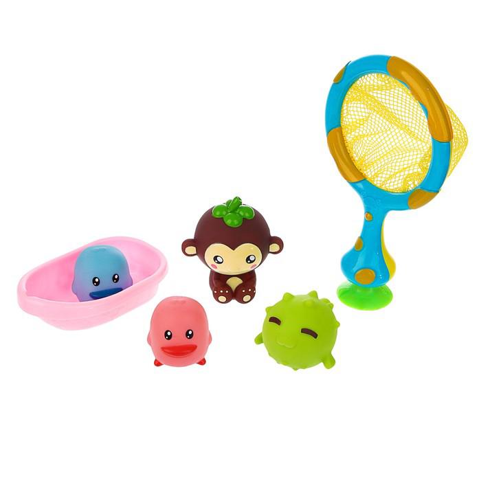 Набор игрушек для ванной «Крошка Я» с сачком, цвета МИКС 