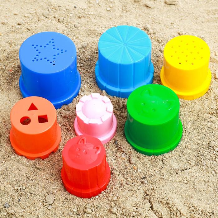 Набор для игры в песке №3: ведёрко, 7 формочек, грабельки, лопатка 