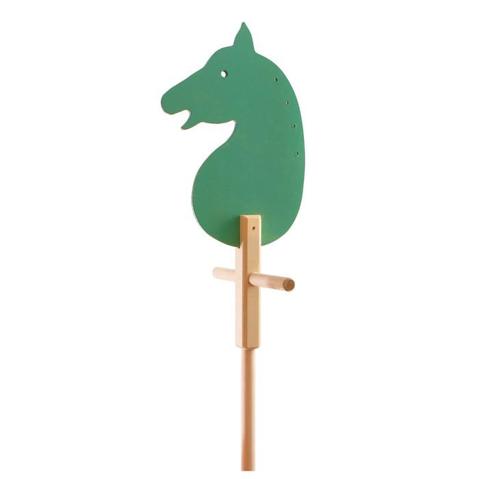 Коняша-лошадка деревянная "Зелёная", с ручкой 