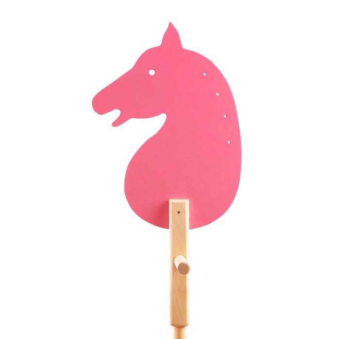 Коняша-лошадка деревянная "Розовая", с ручкой 