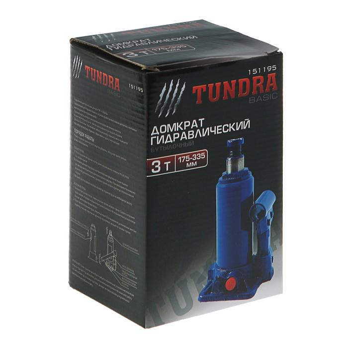 Домкрат гидравлический бутылочный TUNDRA basic 3 т, высота подъема 175-335 мм 