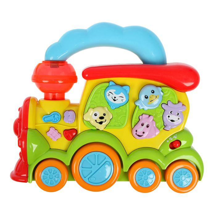 Музыкальная игрушка «Весёлый паровозик», звуки животных, световые эффекты 