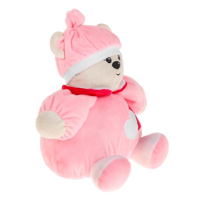 Мягкая игрушка-погремушка "Мишка", цвет розовый 