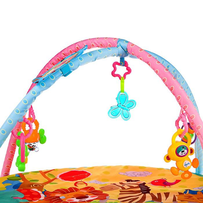 Развивающий коврик с дугами «Зоопарк», 5 игрушек + безопасное зеркальце 