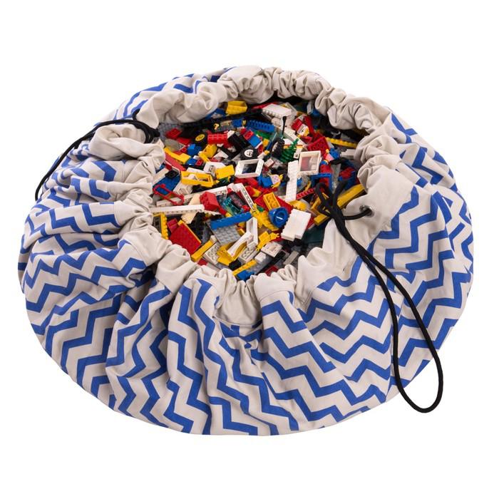Игровой коврик - мешок для хранения игрушек 2 в 1 Play&Go, коллекция Print, «Синий зигзаг» 
