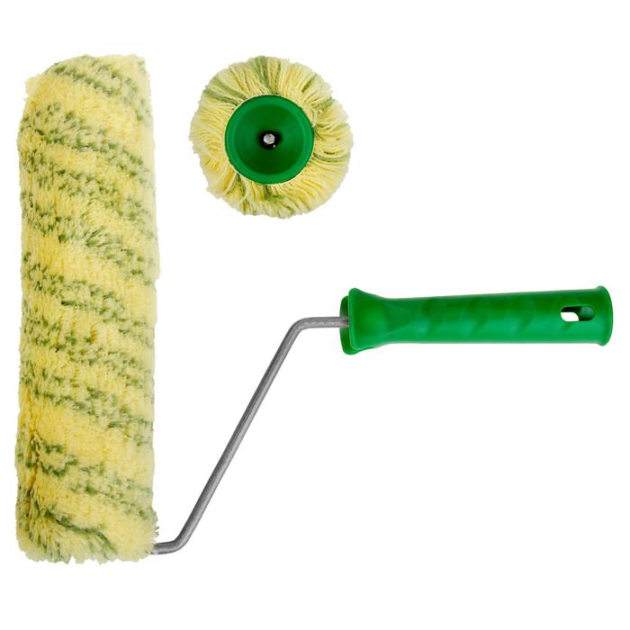Валик TUNDRA basic, полиакрил, 240мм, ручка d=6мм, D=42мм, ворс 18мм, желто-зеленая нить 