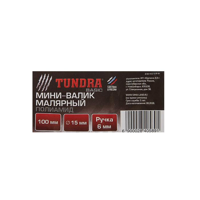 Мини-валик TUNDRA basic, полиамид, 100 мм, ручка d=6 мм, D=15 мм, ворс 10.5 мм 