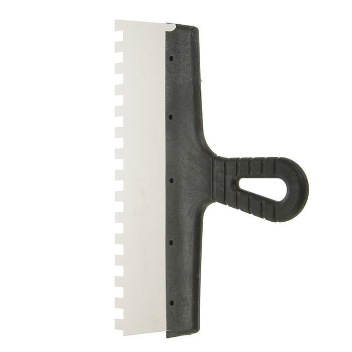 Шпатель зубчатый TUNDRA Basic, 300 мм, зуб 10х10 мм, нержавеющая сталь, ручка пластик 