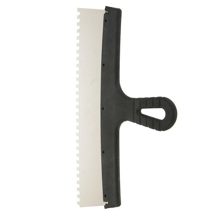 Шпатель зубчатый TUNDRA Basic, 350 мм, зуб 6х6 мм, нержавеющая сталь, ручка пластик 