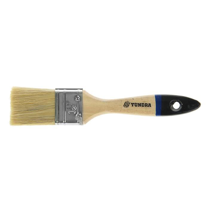 Кисть плоская TUNDRA, натуральная щетина, деревянная ручка 1.5" (38 мм) 