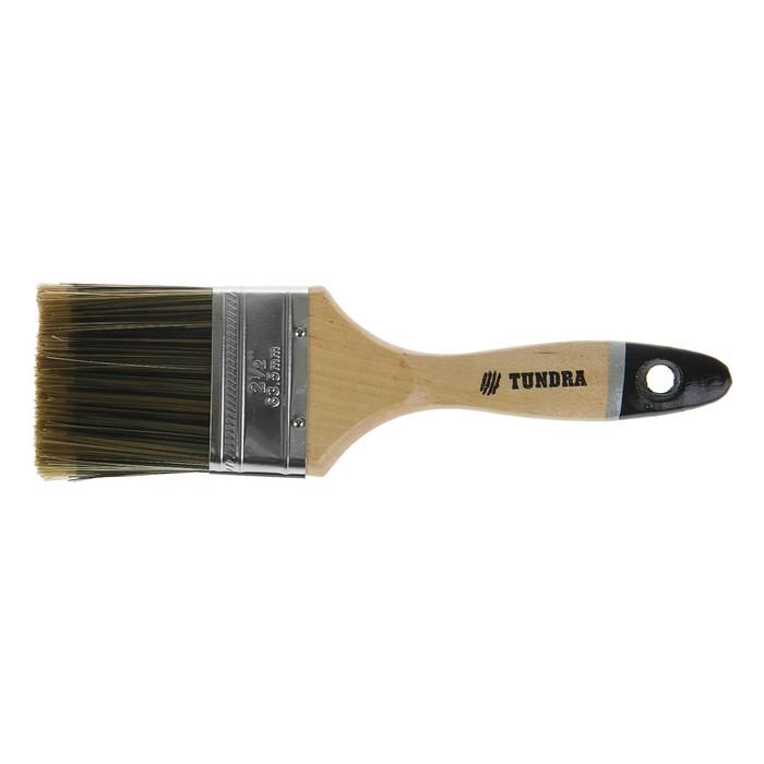 Кисть плоская TUNDRA premium, искусственная щетина, деревянная ручка 2,5" (63 мм) 