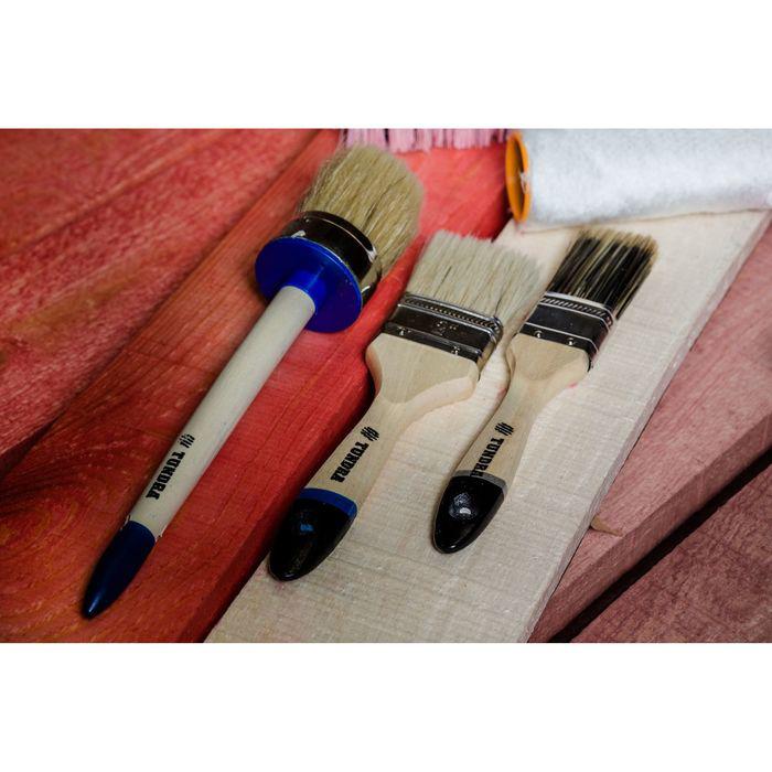 Кисть плоская TUNDRA comfort, натуральная щетина, 2", 50 мм, деревянная ручка 