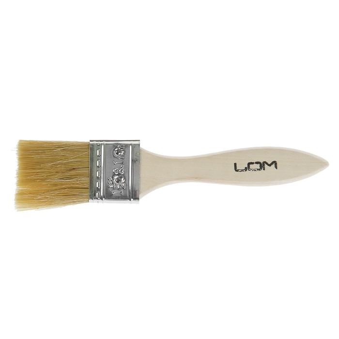 Кисть плоская LOM, натуральная щетина, деревянная ручка 1.5" (38 мм) 
