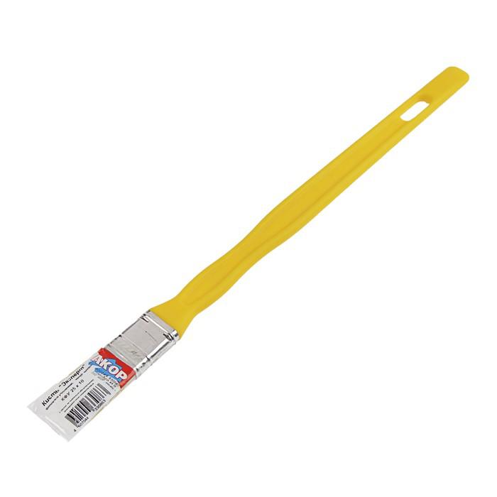 Кисть плоская "АКОР" Эксперт, 25х10 мм, ручка удлиненная пластик, натуральная щетина 