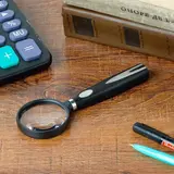 Лупа классическая 3х, d=5 см, рукоять чёрная, вставка хромированная, 15 см 