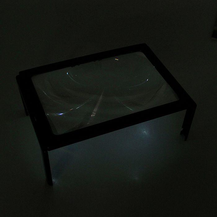 Лупа-столик 3х, шнурок, с подсветкой LED, для чтения книг, 20 × 27.5 см 