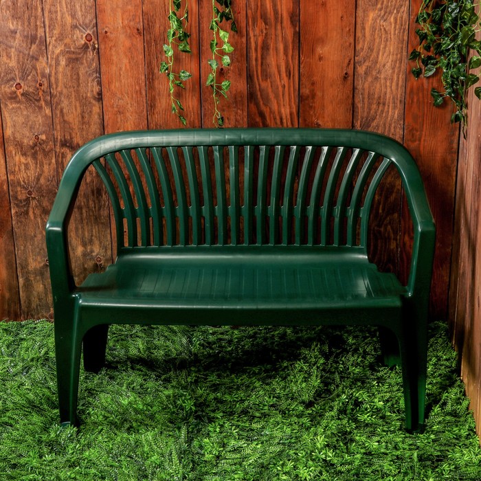 Скамья садовая со спинкой «Престиж», 115 × 60 × 81 см, двухместная, зелёная 