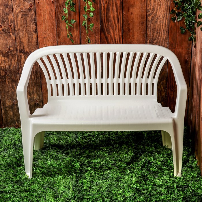 Скамья садовая со спинкой «Престиж», 115 × 60 × 81 см, двухместная, белая 