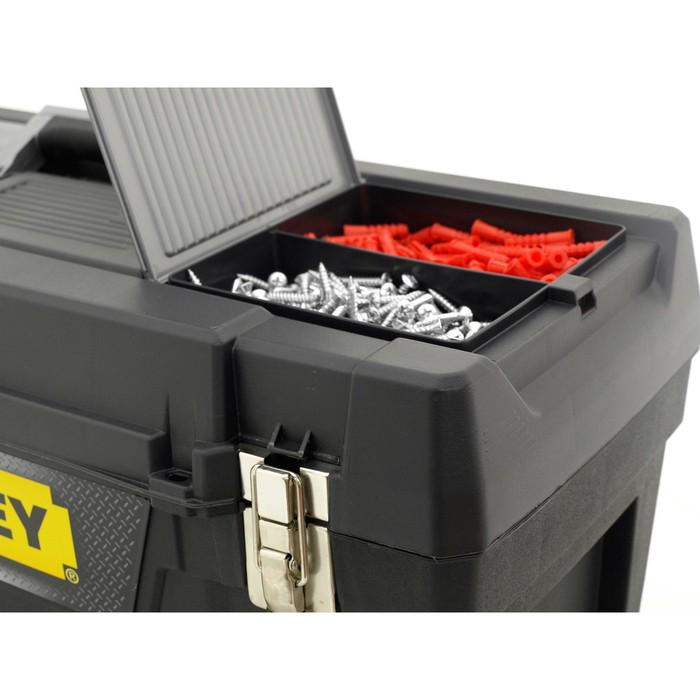 Ящик для инструментов Stanley 1-94-859, 25", пластик, металлические замки, 2 органайзера 