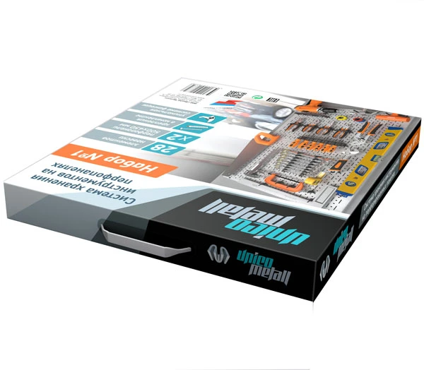 Система хранения инструментов Unico Metall In Box №1, 28 предметов (RAL9006) - фото 5