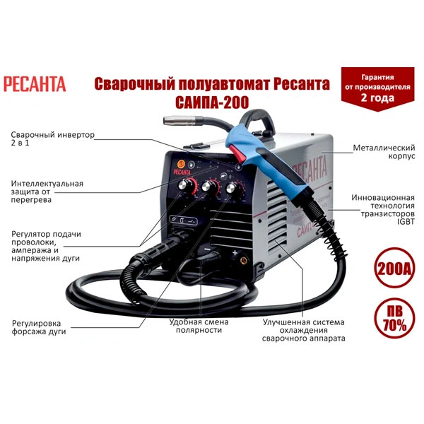 Сварочный аппарат Ресанта САИПА 200 - фото 2
