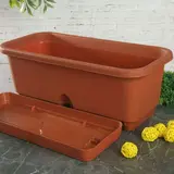 Балконный ящик с поддоном 40 см, цвет терракотовый  - фото 4